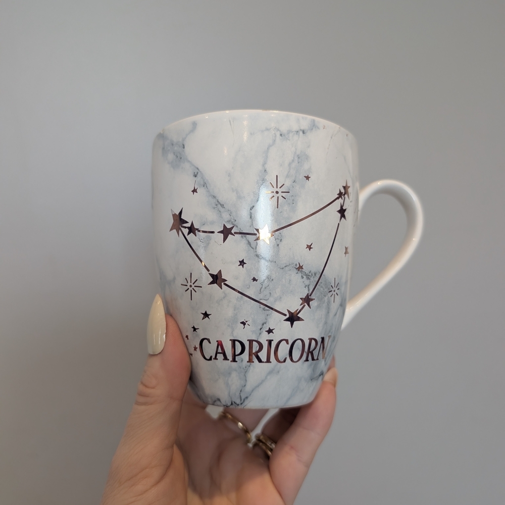 Capricorn Constellation Ceramic Mug - Marble & Rose Gold